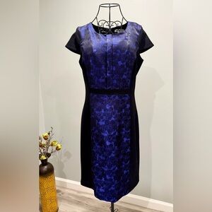 Luz Cabrero Royal Blue Black Sheath Dress | Cap Sleeve | Event Ready | size 8